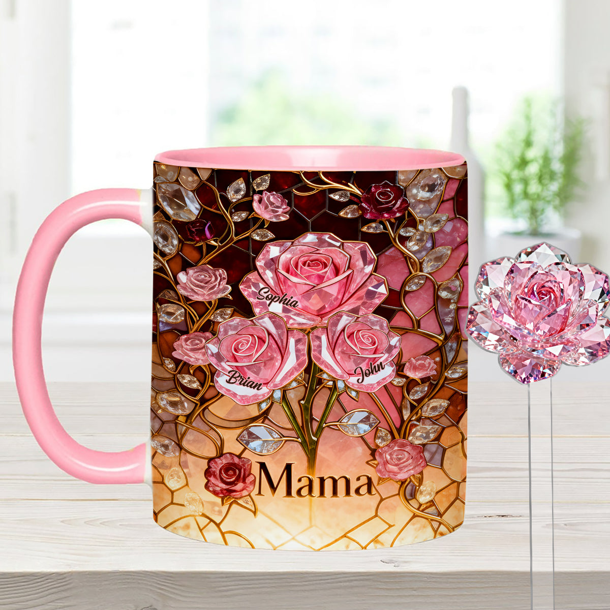 I Love You Mom Nana Grandma - Personalized Mother Set Accent Mug with Acrylic Stirrers