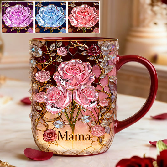 Ich liebe dich, Mama, Oma, Nana – Personalisiertes Mutter-Set: Akzentbecher mit Acryl-Rührstäbchen