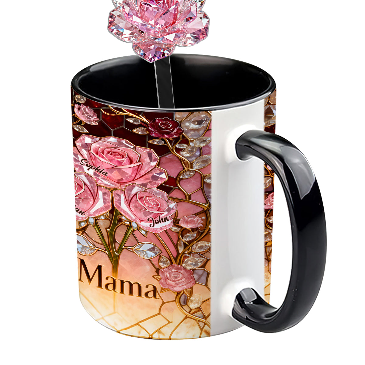 I Love You Mom Nana Grandma - Personalized Mother Set Accent Mug with Acrylic Stirrers