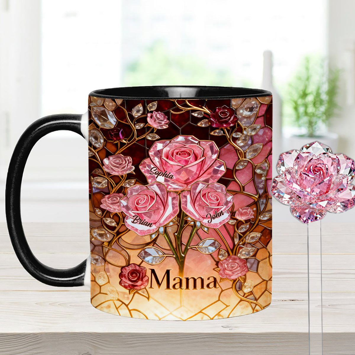 I Love You Mom Nana Grandma - Personalized Mother Set Accent Mug with Acrylic Stirrers