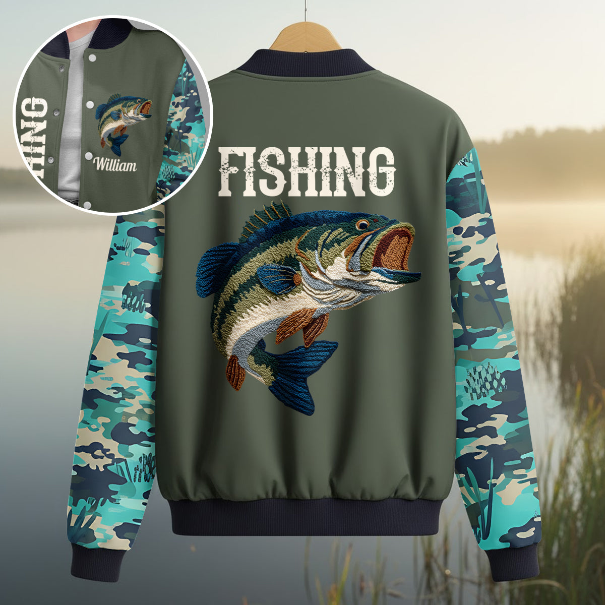 Veste universitaire de pêche personnalisée Cool Fishing