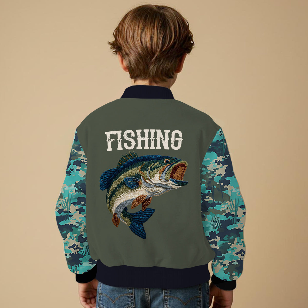 Veste universitaire de pêche personnalisée Cool Fishing