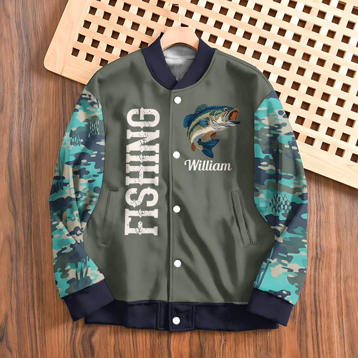 Veste universitaire de pêche personnalisée Cool Fishing