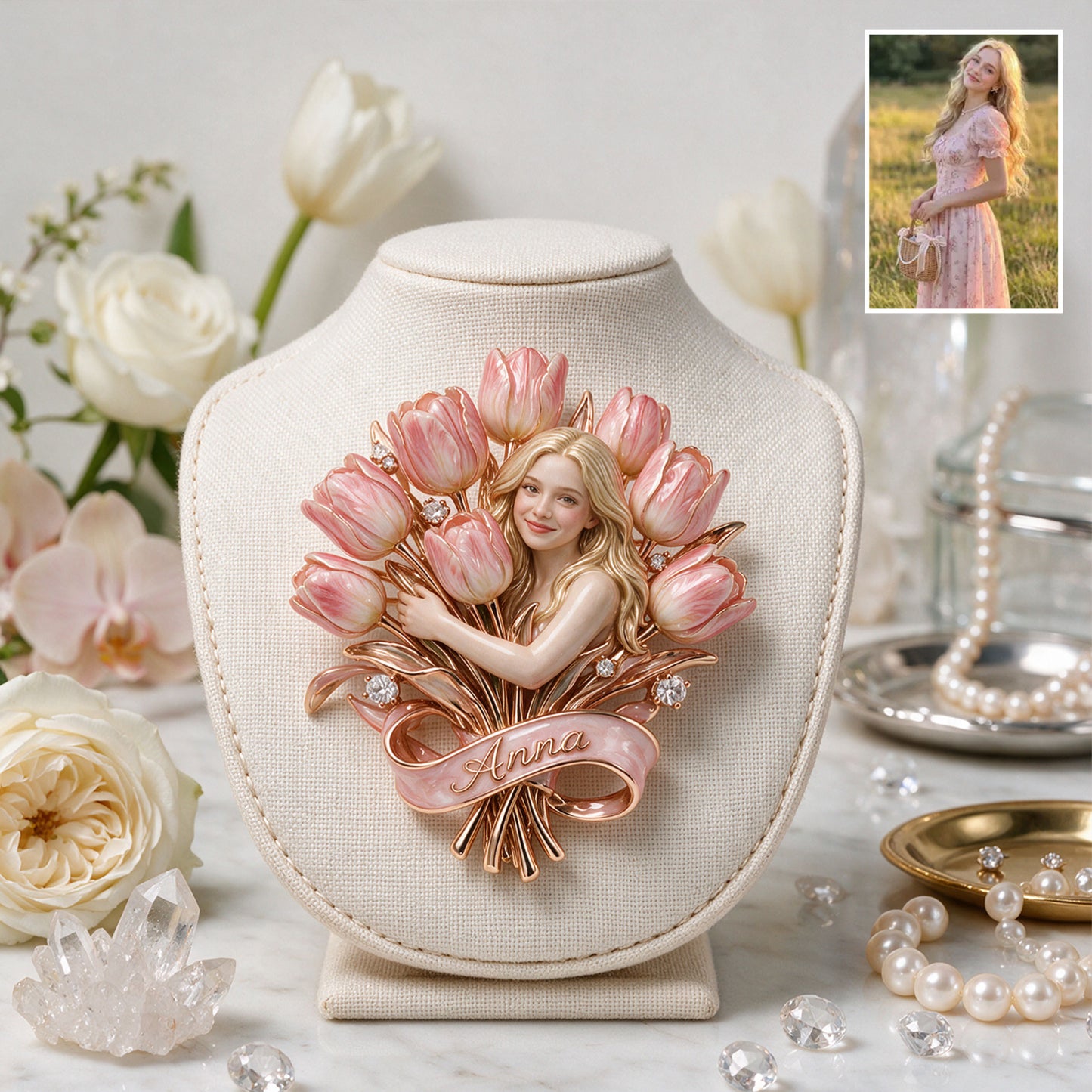 Custom Flower Brooch - Personalized Self Love 3D Embossed Enamel Pin