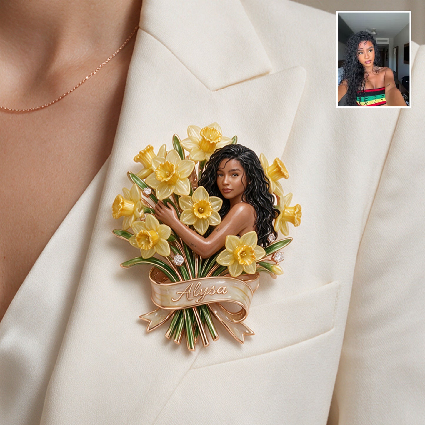 Custom Flower Brooch - Personalized Self Love 3D Embossed Enamel Pin