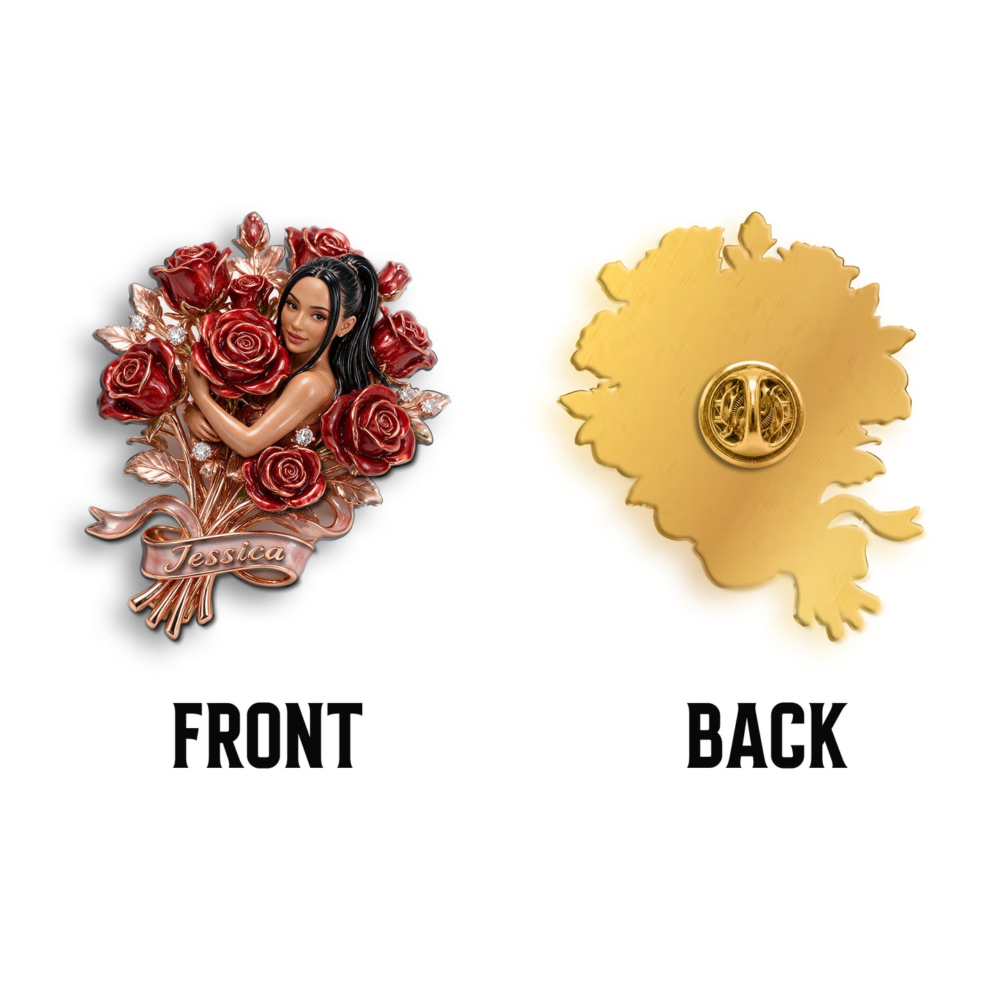 Custom Flower Brooch - Personalized Self Love 3D Embossed Enamel Pin