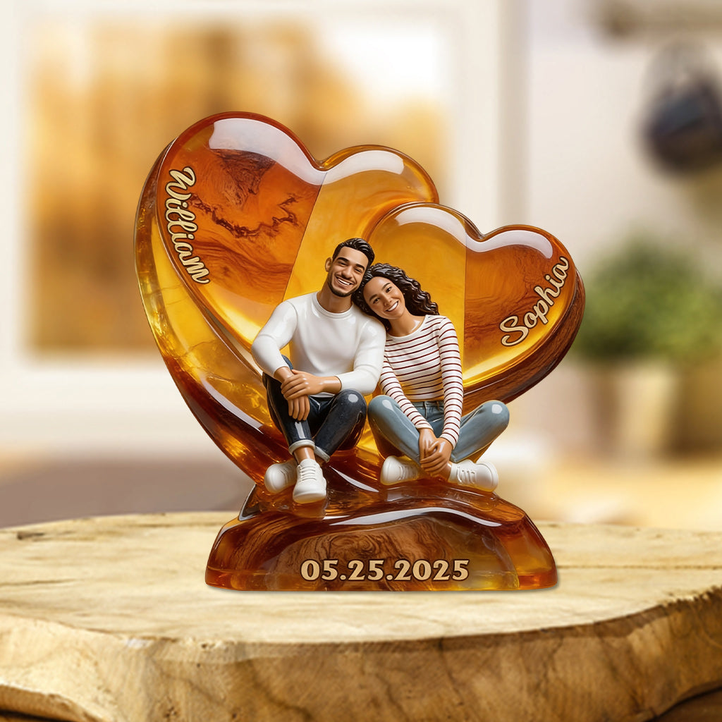 Romantic Love Upload Photo & Preview Instantly - Personalized Couple Custom Shaped Acrylic Plaque