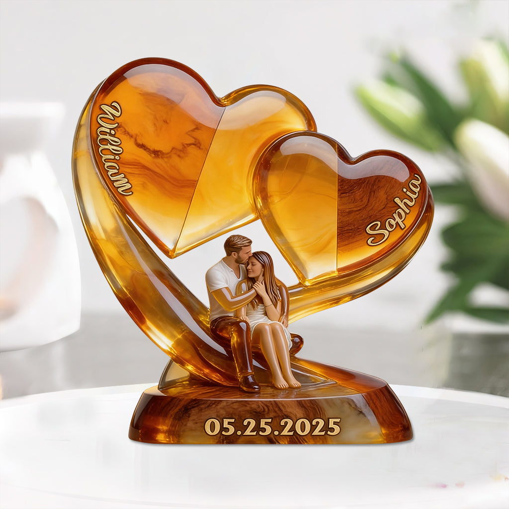 Romantic Love Upload Photo & Preview Instantly - Personalized Couple Custom Shaped Acrylic Plaque