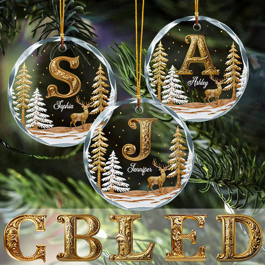 Frohe Weihnachten – Personalisierter runder Glasornament für die Familie
