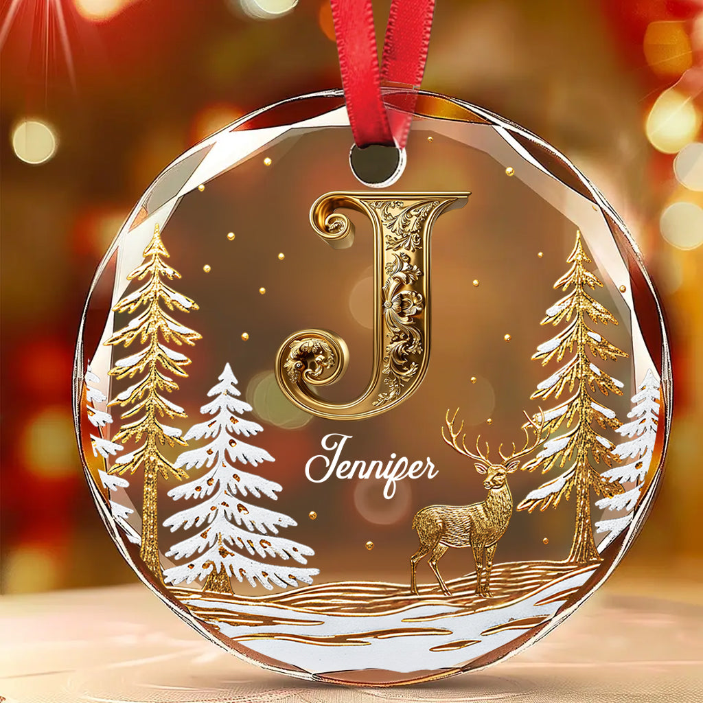 Joyeux Noël - Ornement de Noël rond en verre personnalisé pour la famille