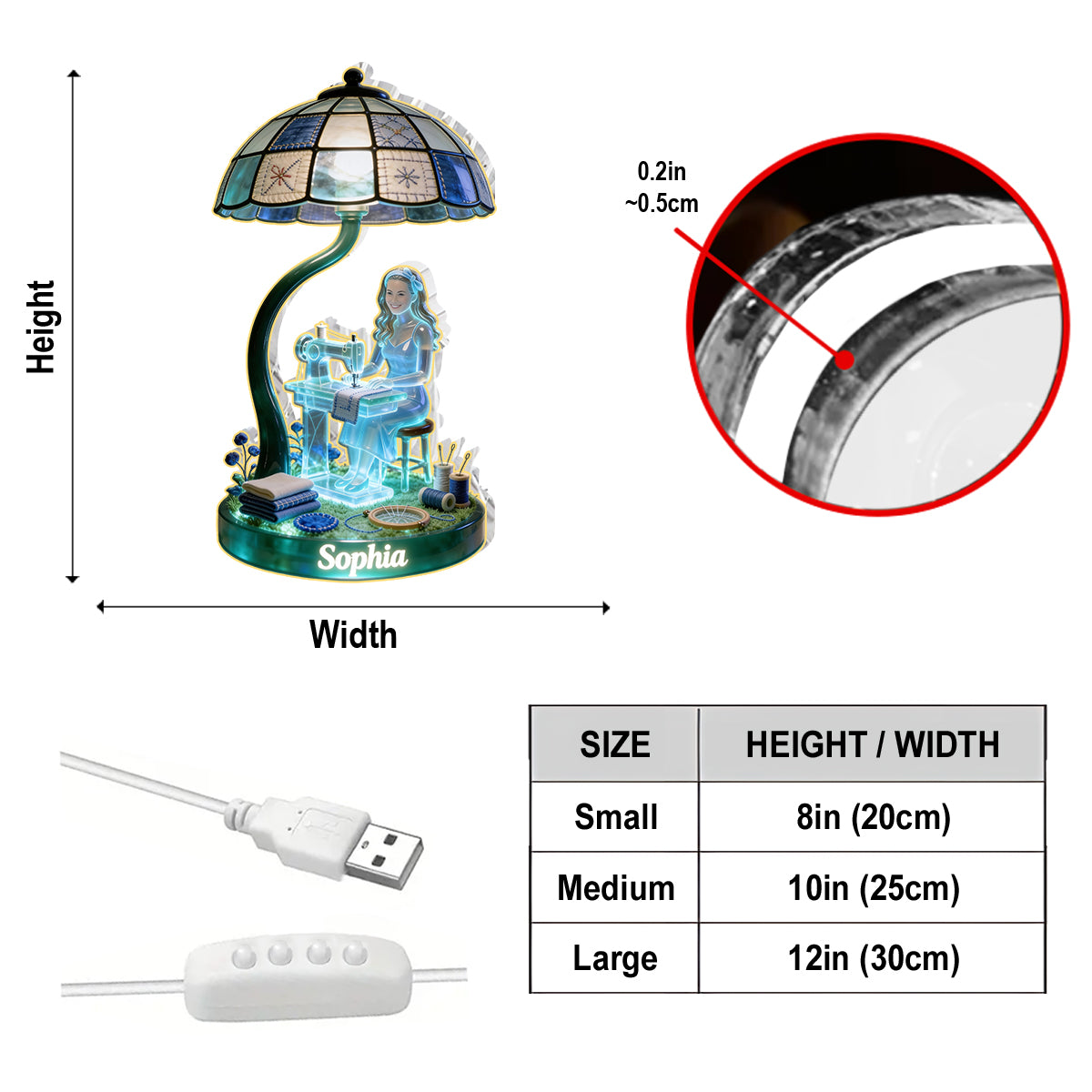 Nähzimmer Dekor - Personalisierte Näh-Acryl-LED-Nachtlampe