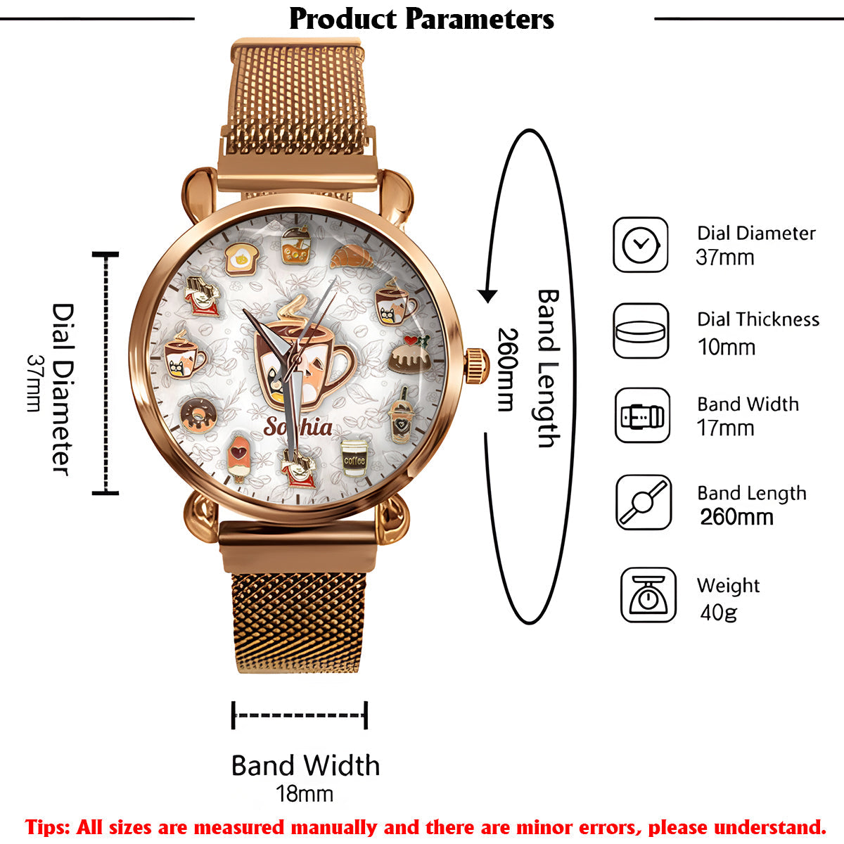 Mode Café - Montre-bracelet personnalisée pour femme 