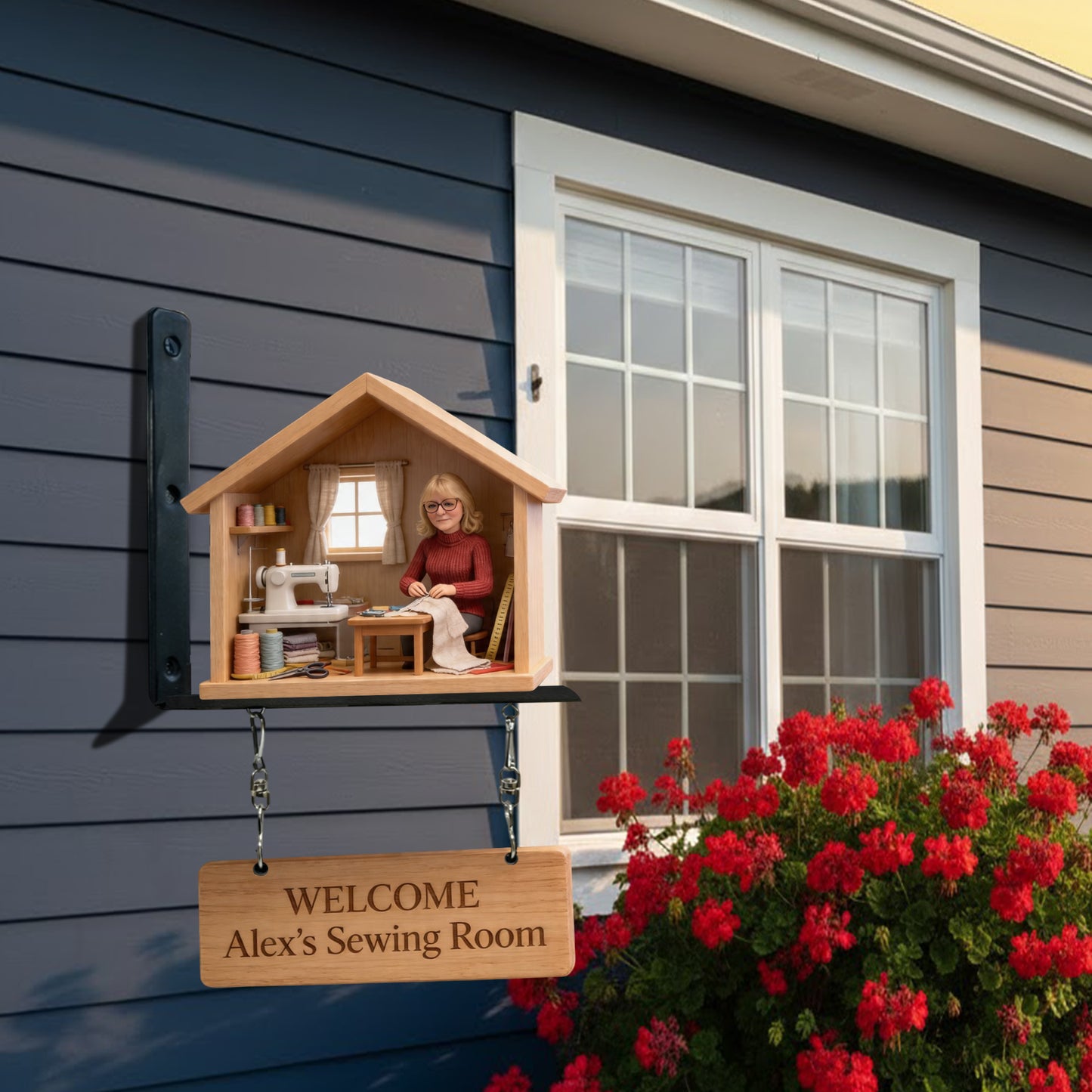 Miniaturschild für das Nähzimmer - Personalisierbares Holz-Wandschild