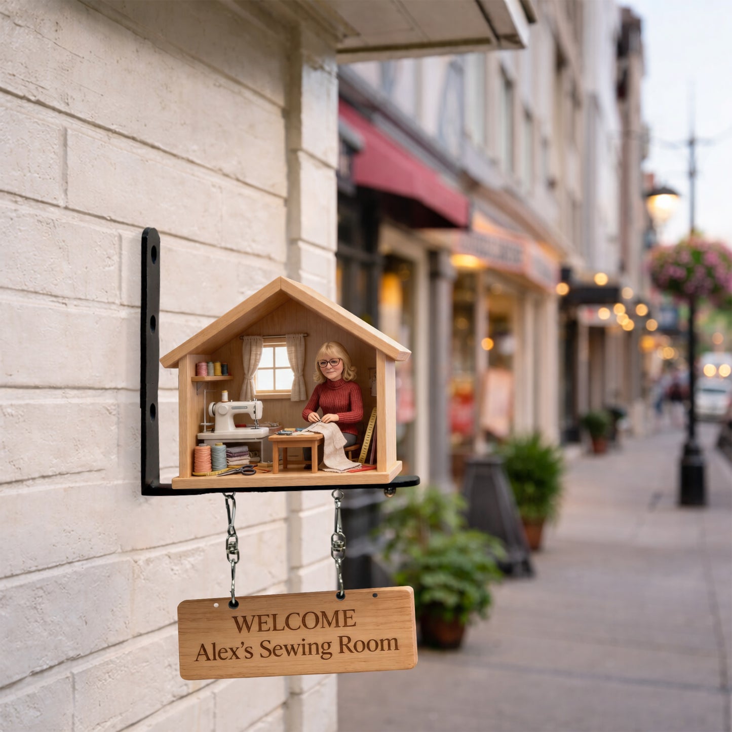 Miniaturschild für das Nähzimmer - Personalisierbares Holz-Wandschild