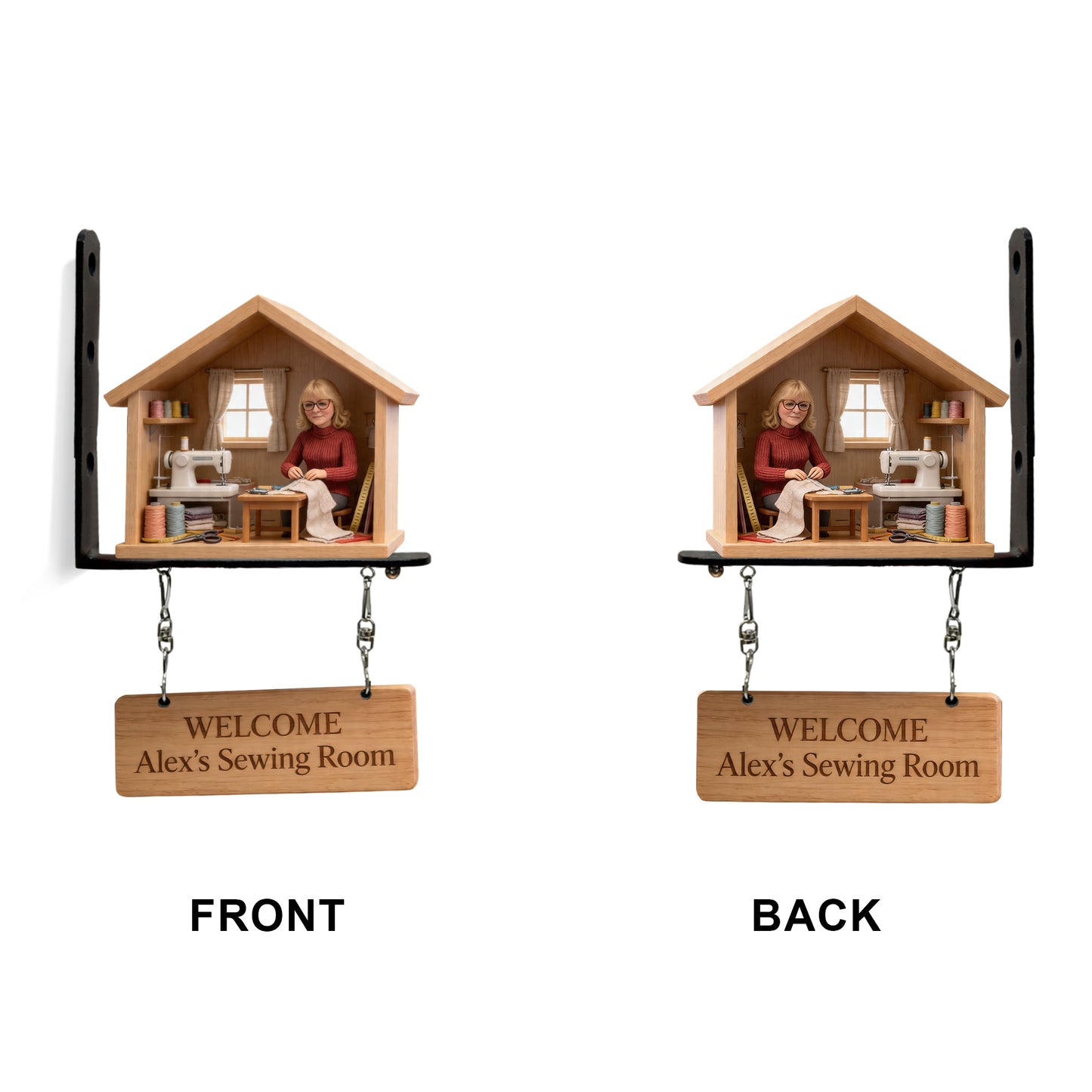 Miniaturschild für das Nähzimmer - Personalisierbares Holz-Wandschild