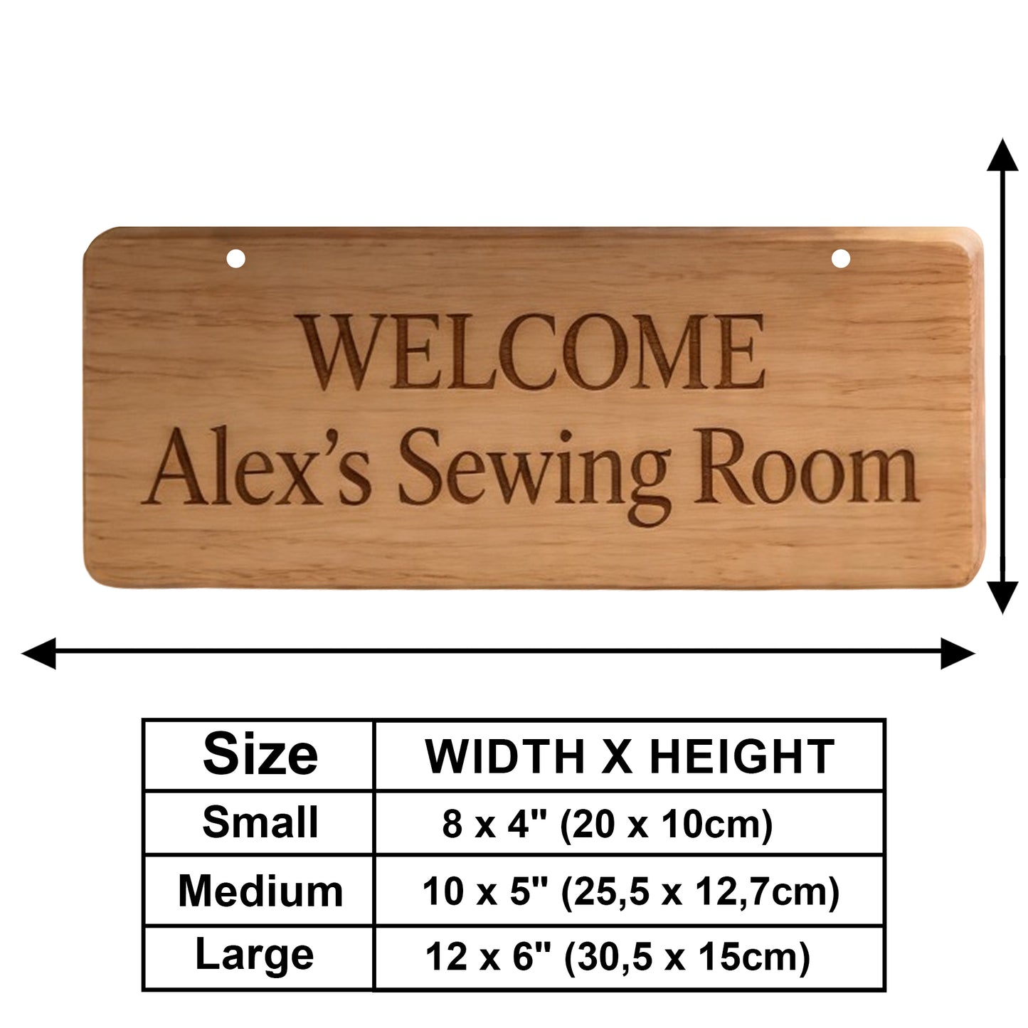 Miniaturschild für das Nähzimmer - Personalisierbares Holz-Wandschild