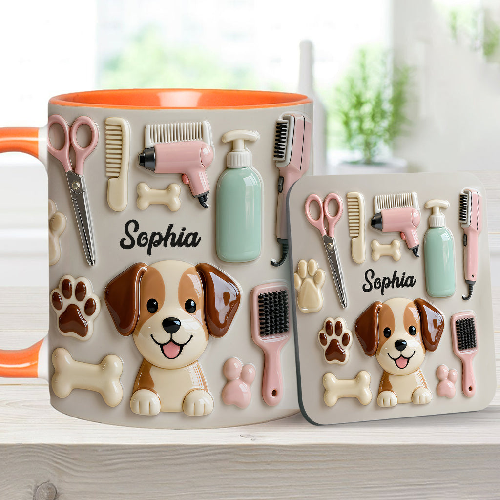 Meilleur toiletteur canin - Mug et sous-verre personnalisés « Toiletteur canin »