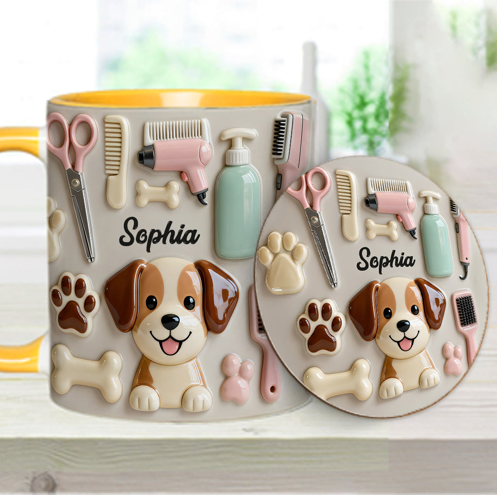 Meilleur toiletteur canin - Mug et sous-verre personnalisés « Toiletteur canin »