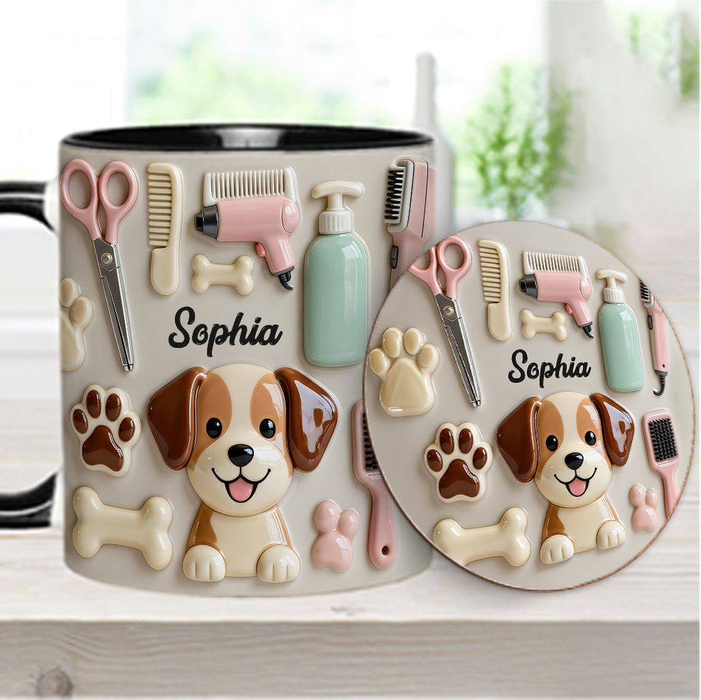 Meilleur toiletteur canin - Mug et sous-verre personnalisés « Toiletteur canin »