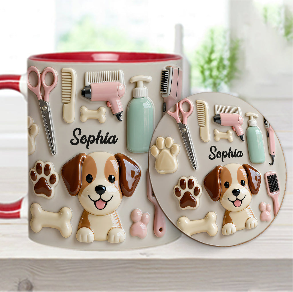 Meilleur toiletteur canin - Mug et sous-verre personnalisés « Toiletteur canin »