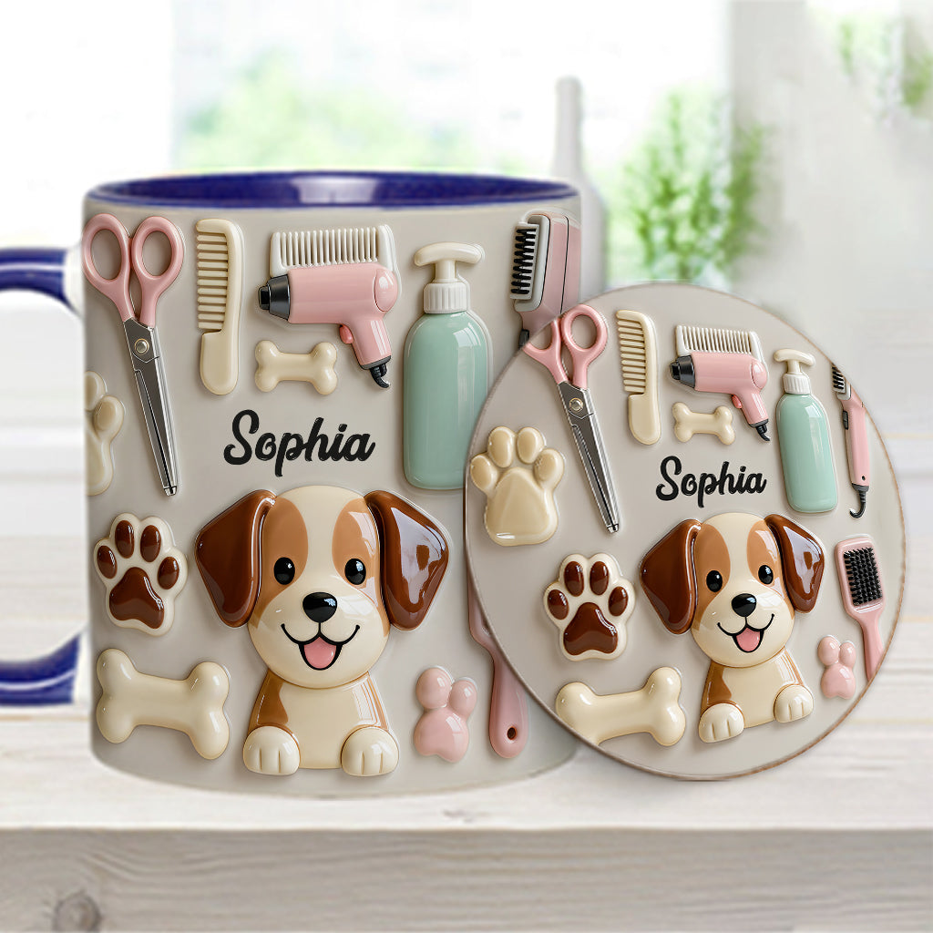 Meilleur toiletteur canin - Mug et sous-verre personnalisés « Toiletteur canin »
