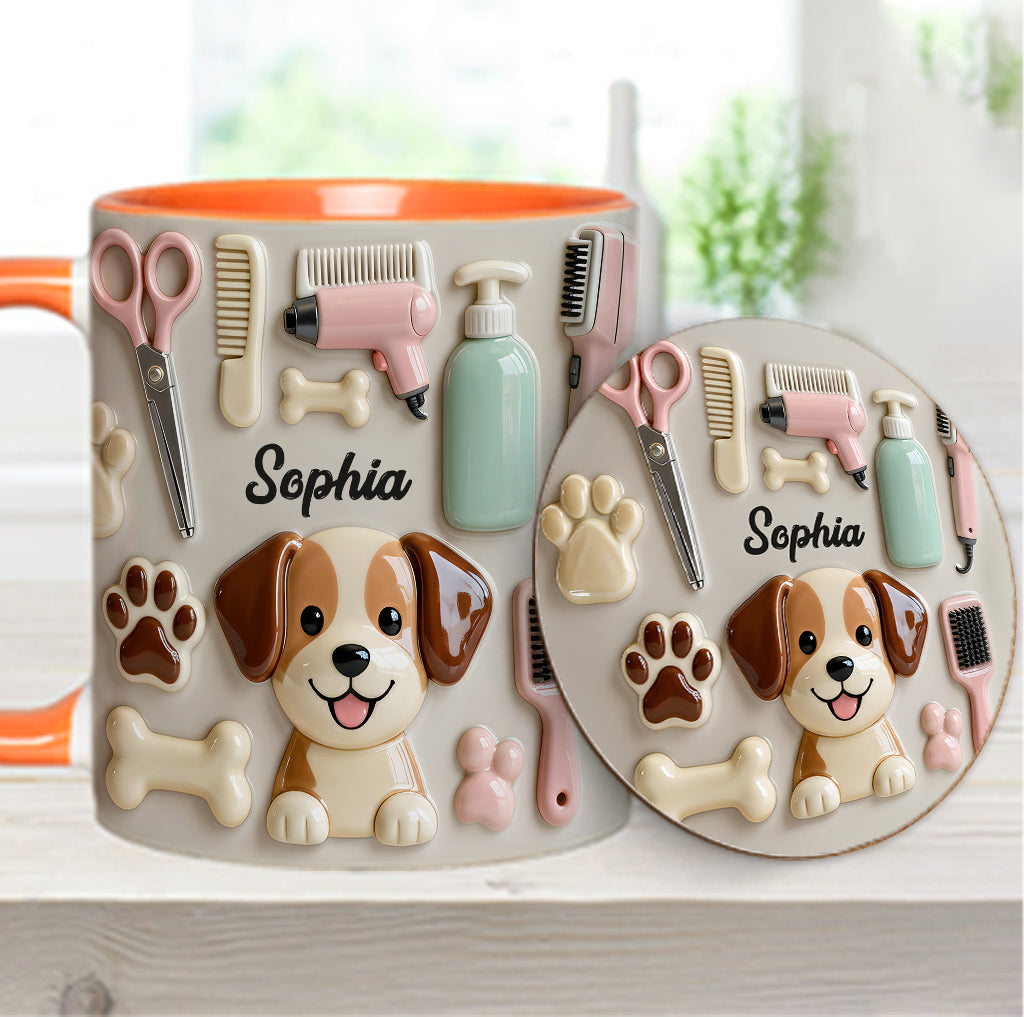 Meilleur toiletteur canin - Mug et sous-verre personnalisés « Toiletteur canin »