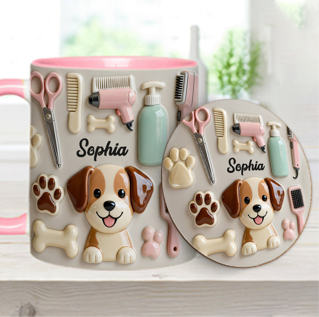 Meilleur toiletteur canin - Mug et sous-verre personnalisés « Toiletteur canin »