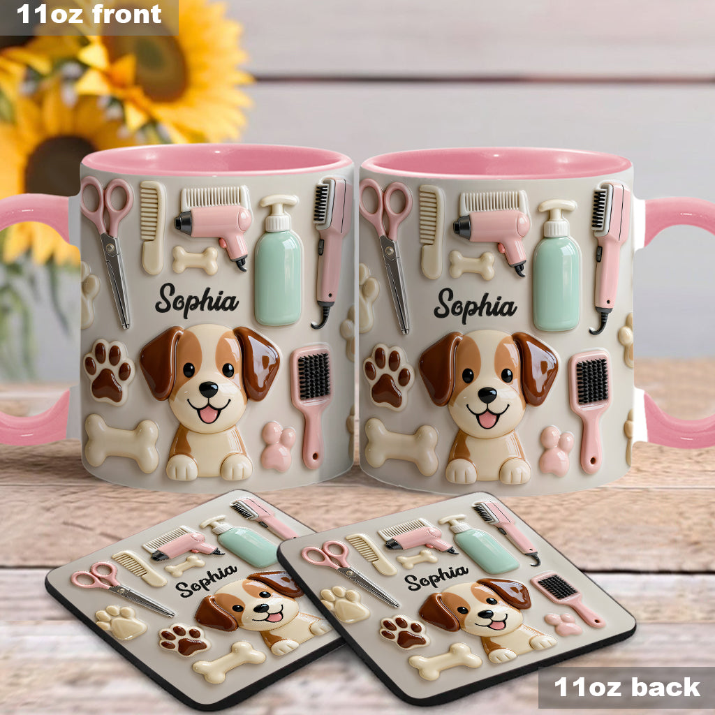 Meilleur toiletteur canin - Mug et sous-verre personnalisés « Toiletteur canin »