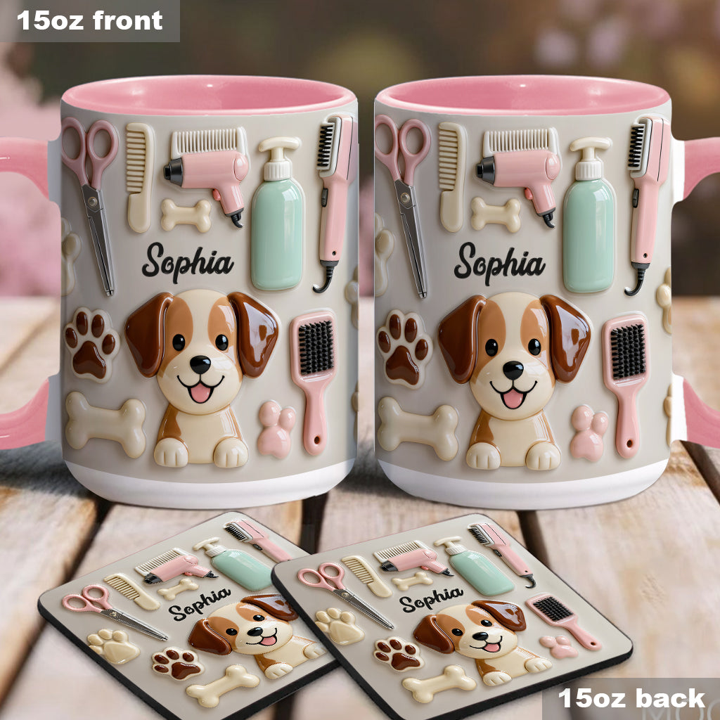 Meilleur toiletteur canin - Mug et sous-verre personnalisés « Toiletteur canin »