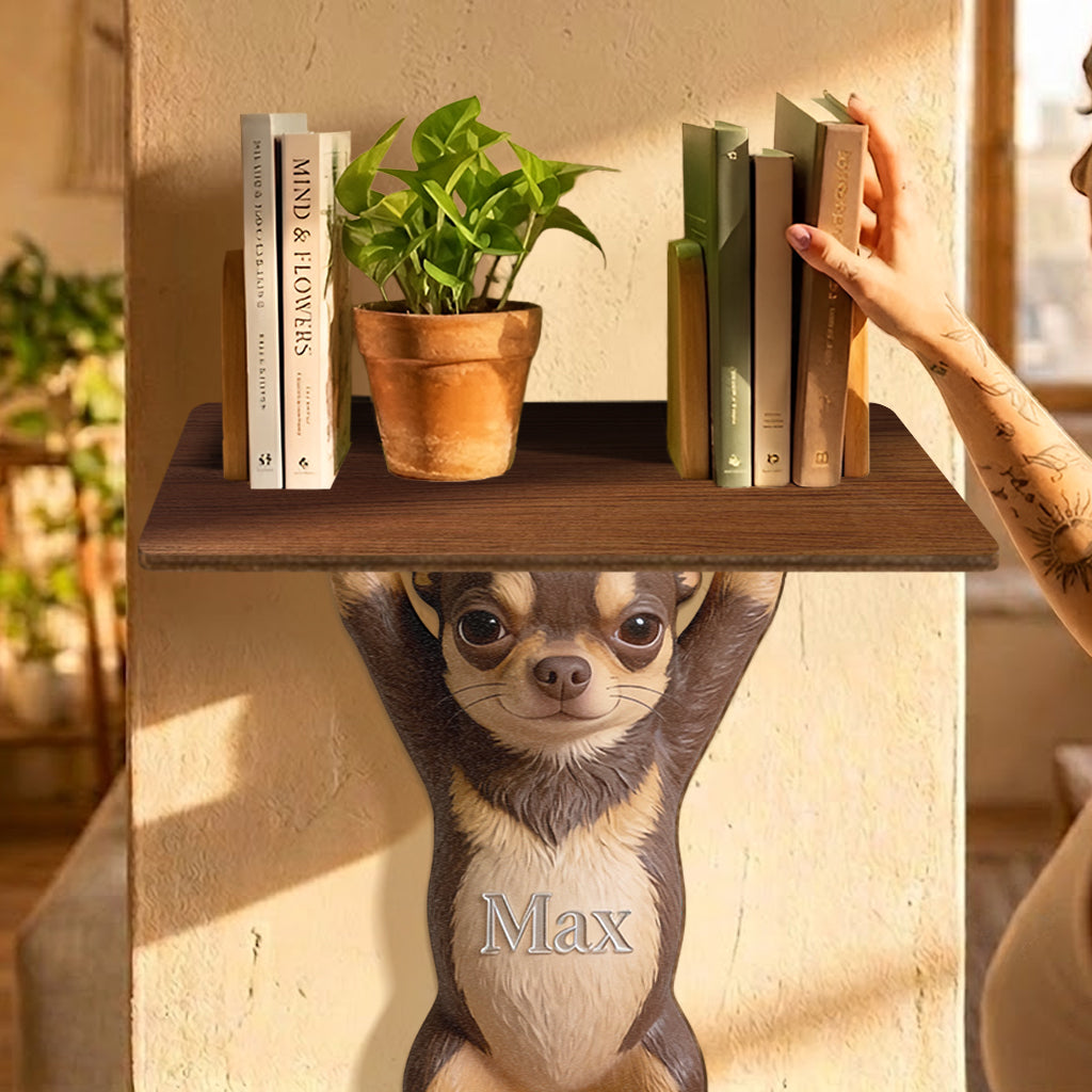 Pet Lifted Home Accent - Personalized Dog Wooden Floating Shelf