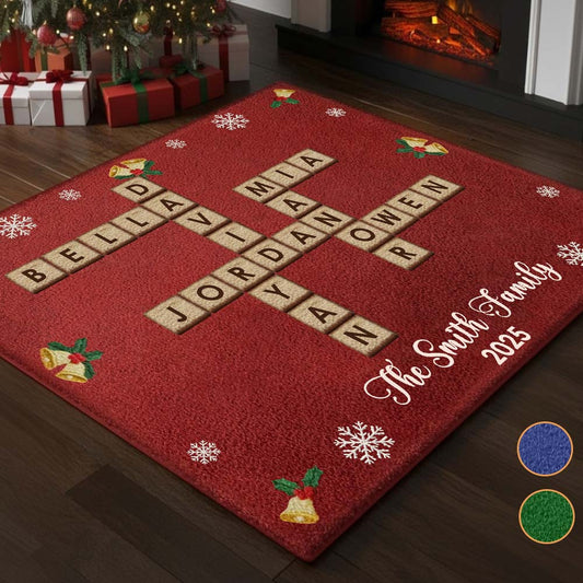 Kreuzworträtsel-Scrabble – Personalisierter, rutschfester, getufteter Familienteppich