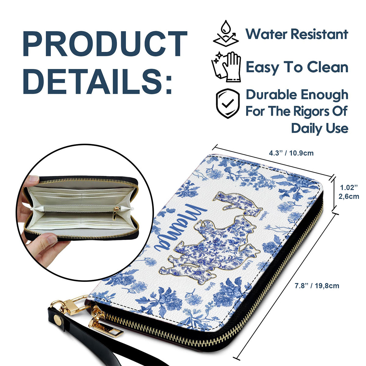 Mama Bear Gift For Mom, Grandma,.. - Personalized Mother Leather Long Wallet