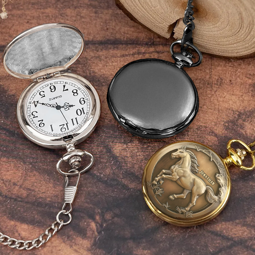 Facilement distraite par les chevaux - Montre de poche personnalisée à motif cheval
