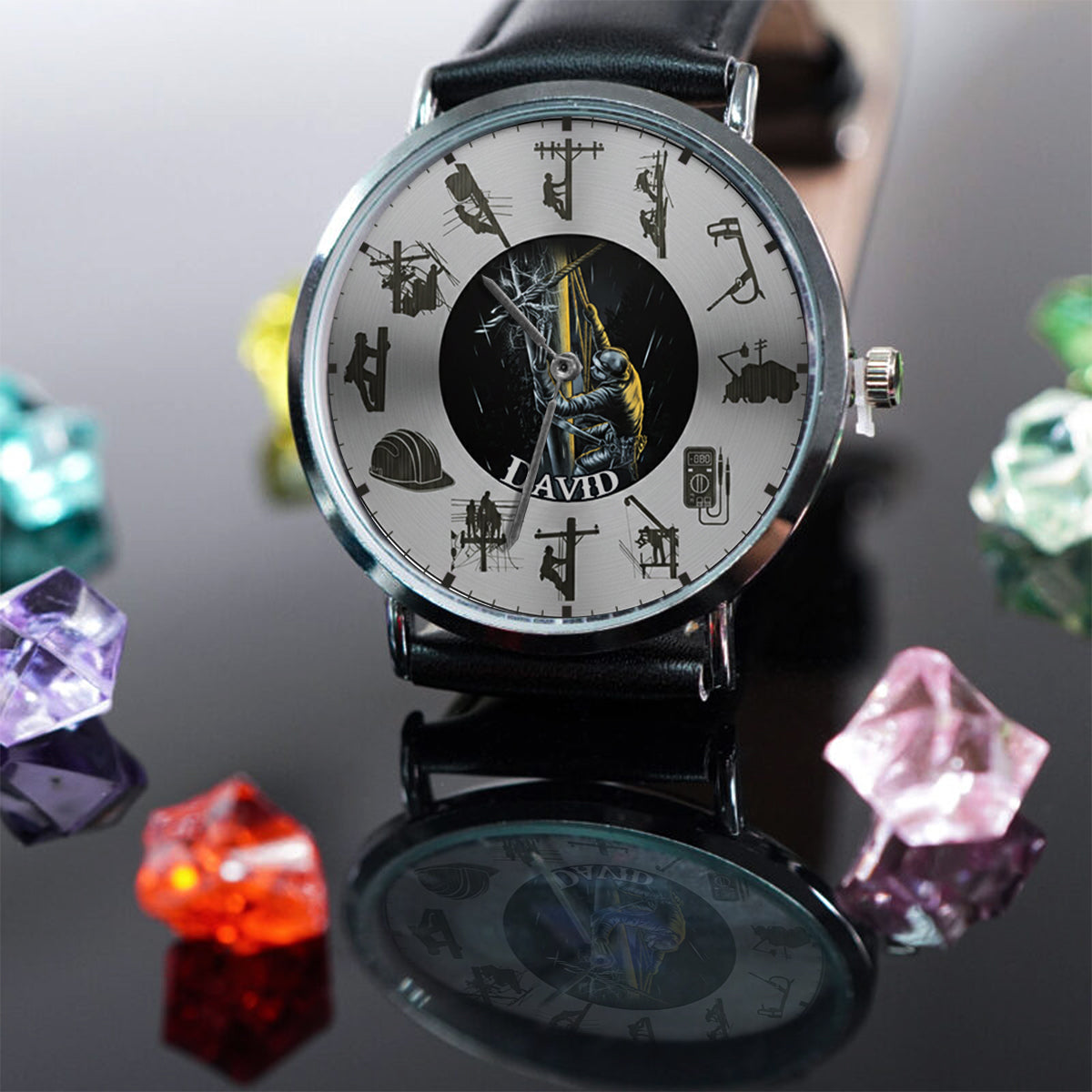 Gardez les lumières allumées - Montre de poche personnalisée pour électricien