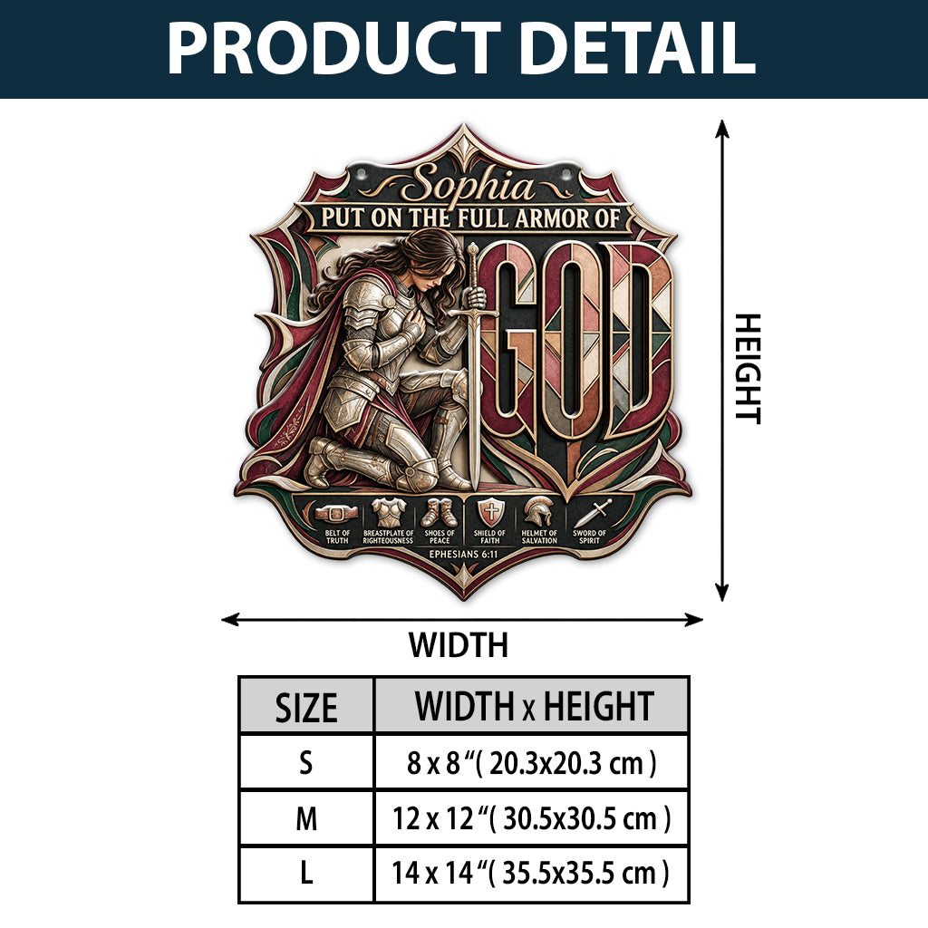 Armor Of God Warrior - Personalized Christian 3D Printed Cut Metal Sign