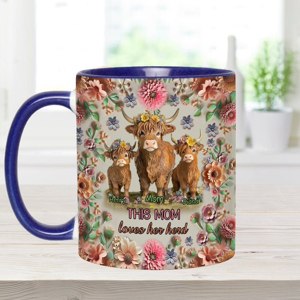 This Mom Loves Her Herd Highland Cow Mother Grandma - Personalized Mother Accent Mug