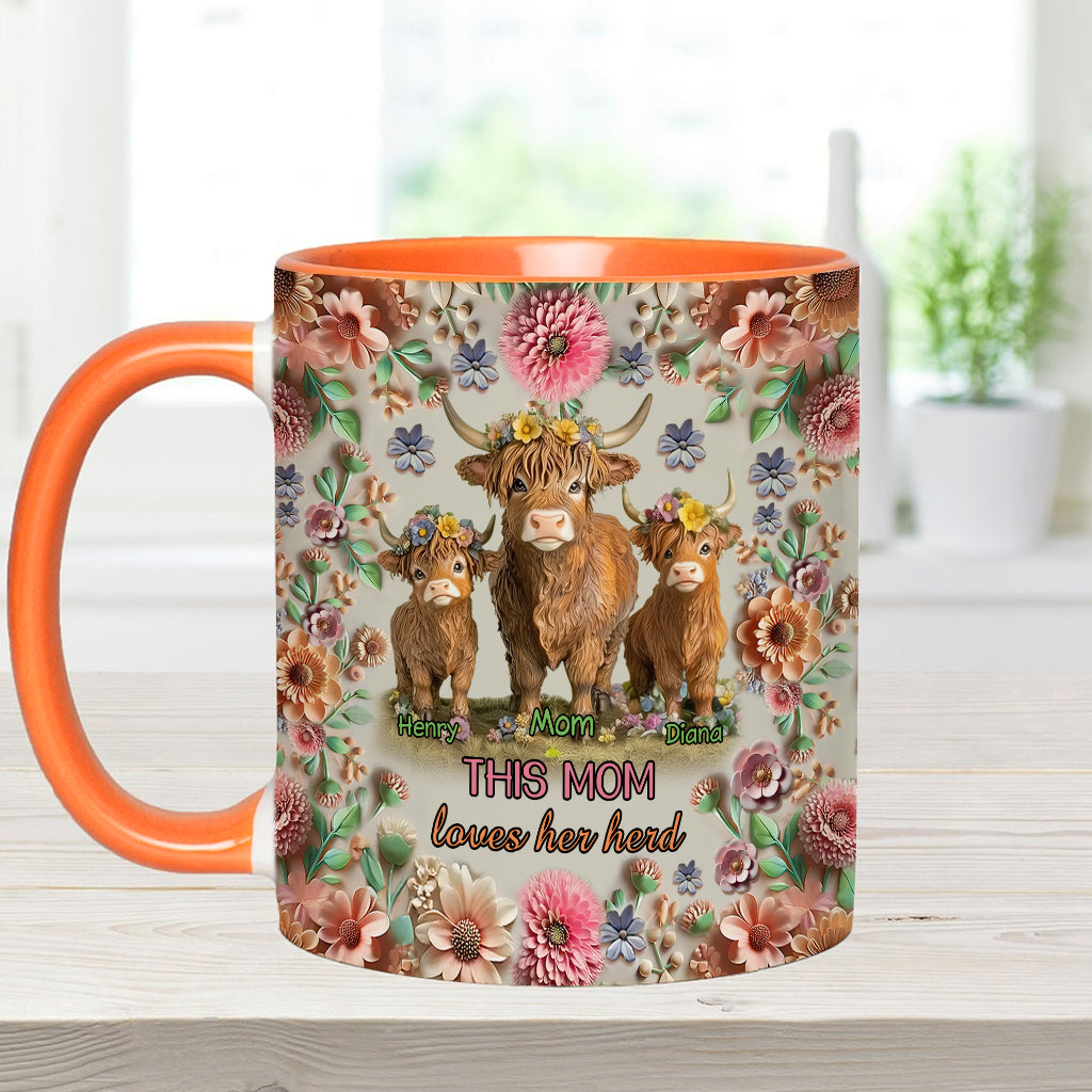 This Mom Loves Her Herd Highland Cow Mother Grandma - Personalized Mother Accent Mug