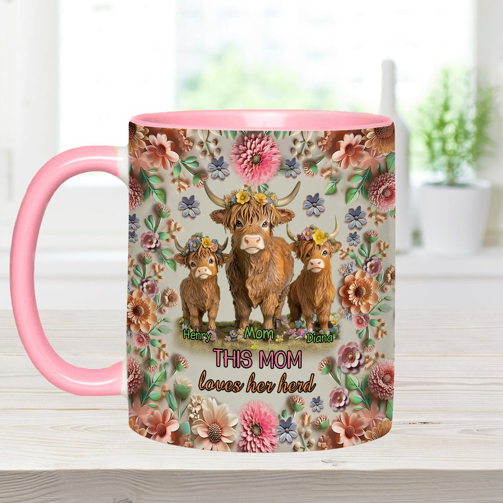 This Mom Loves Her Herd Highland Cow Mother Grandma - Personalized Mother Accent Mug