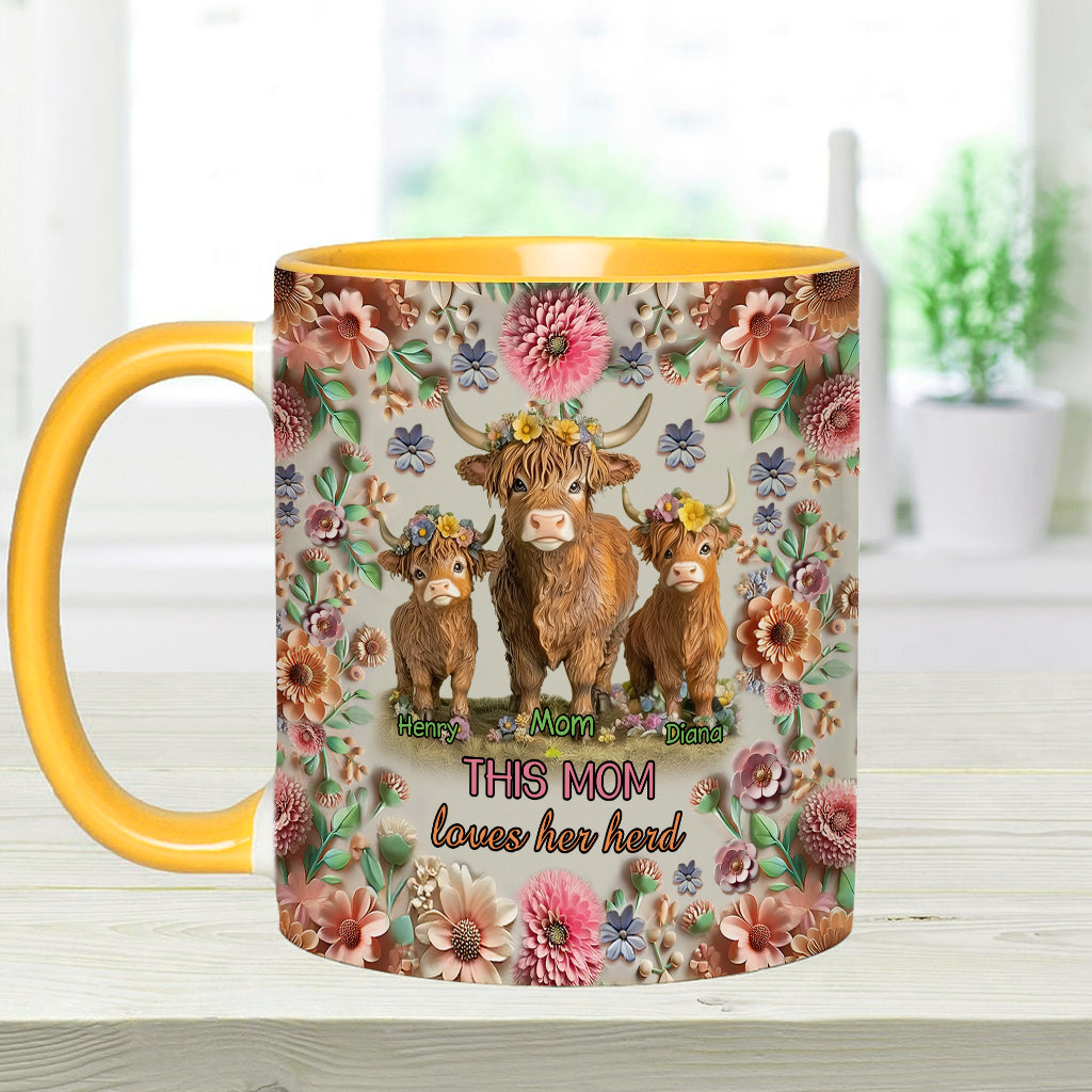 This Mom Loves Her Herd Highland Cow Mother Grandma - Personalized Mother Accent Mug