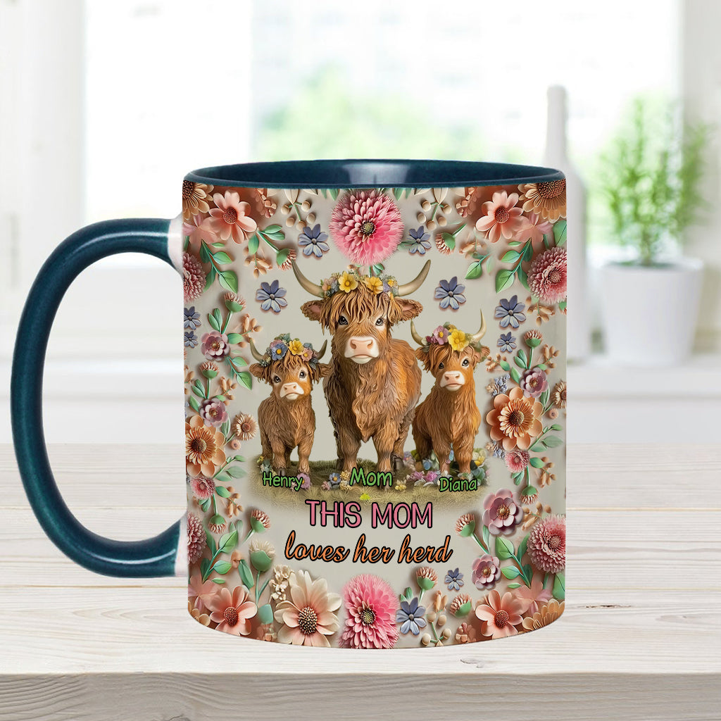 This Mom Loves Her Herd Highland Cow Mother Grandma - Personalized Mother Accent Mug