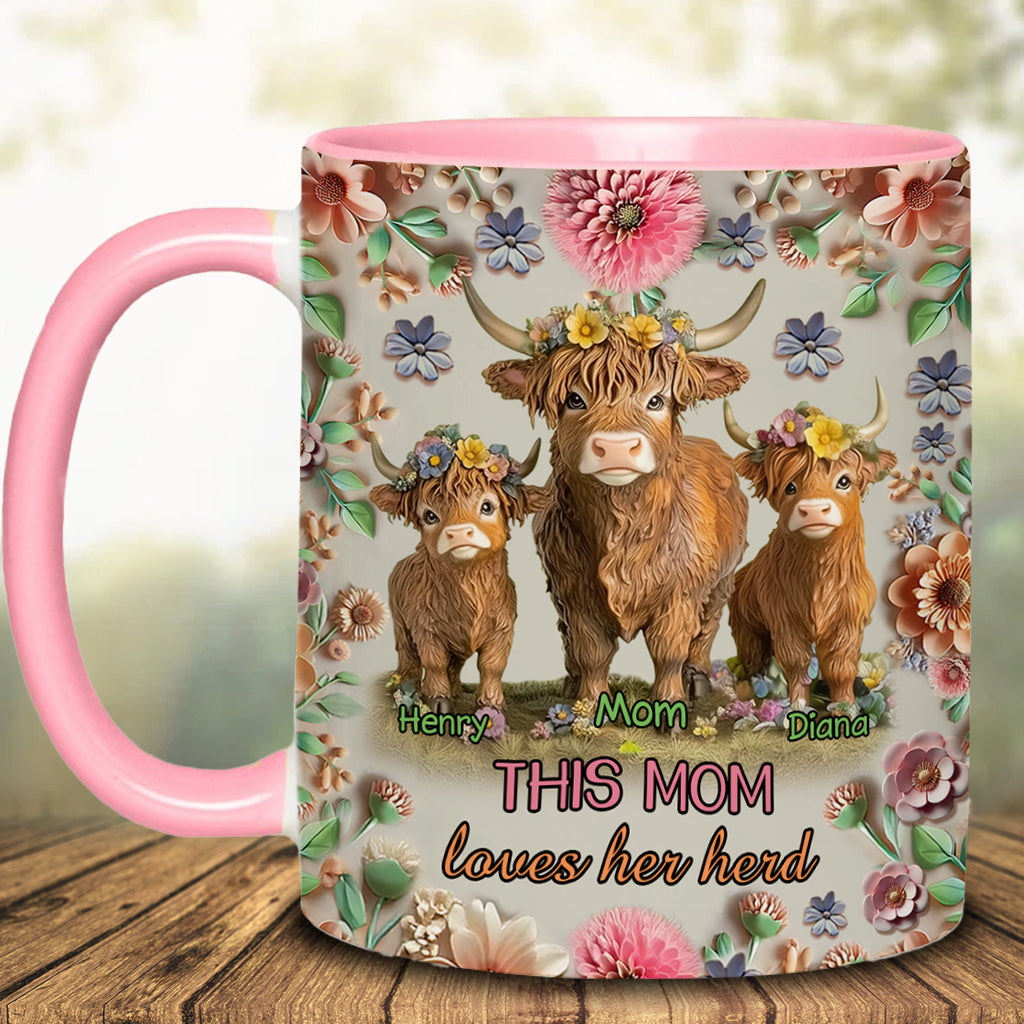 This Mom Loves Her Herd Highland Cow Mother Grandma - Personalized Mother Accent Mug