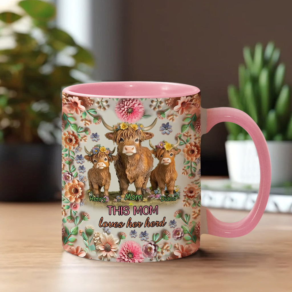 This Mom Loves Her Herd Highland Cow Mother Grandma - Personalized Mother Accent Mug