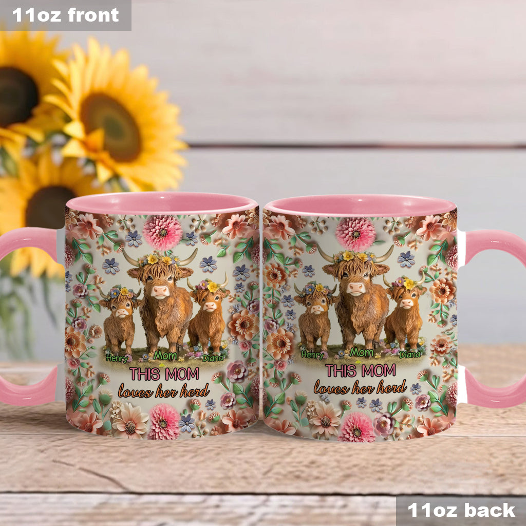 This Mom Loves Her Herd Highland Cow Mother Grandma - Personalized Mother Accent Mug