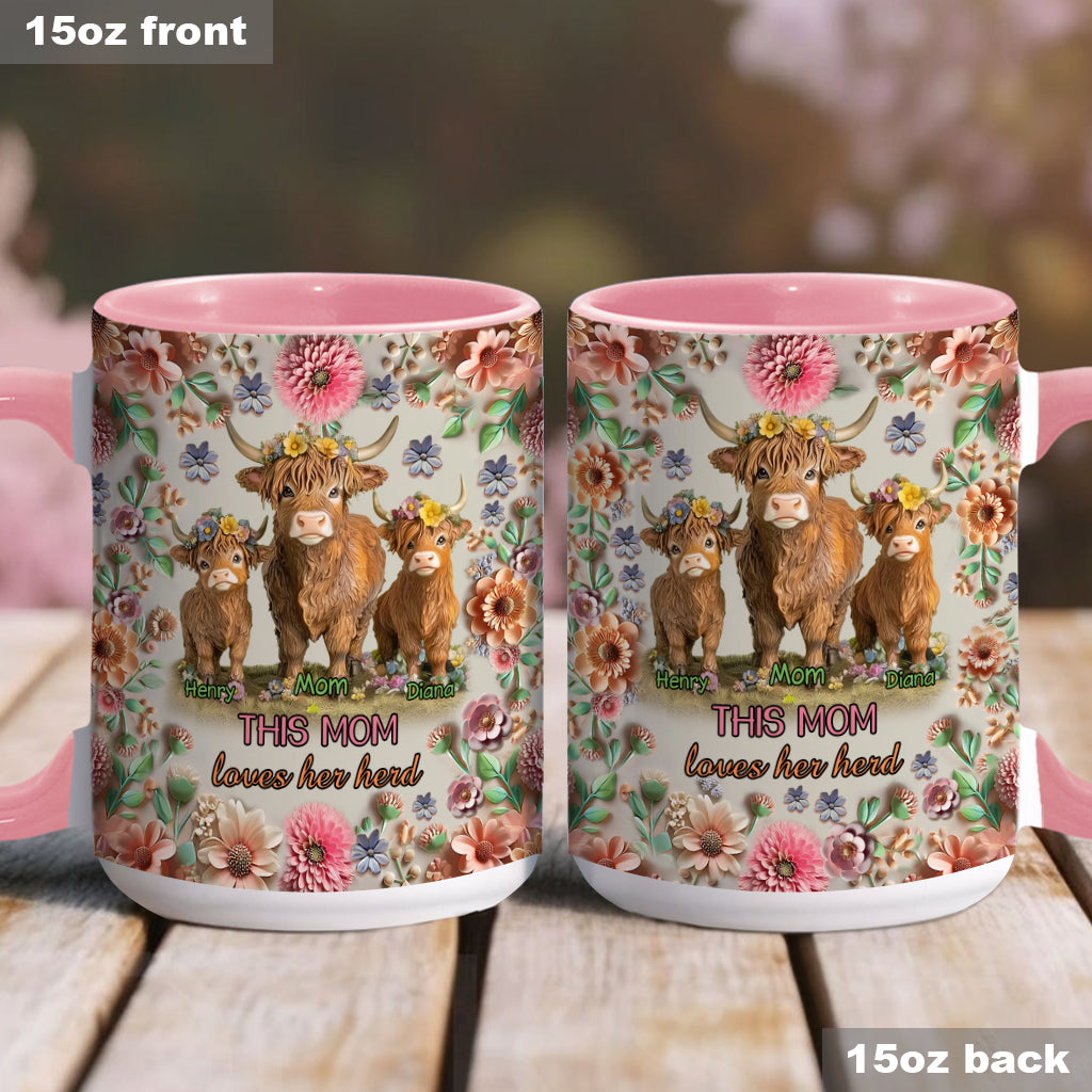 This Mom Loves Her Herd Highland Cow Mother Grandma - Personalized Mother Accent Mug