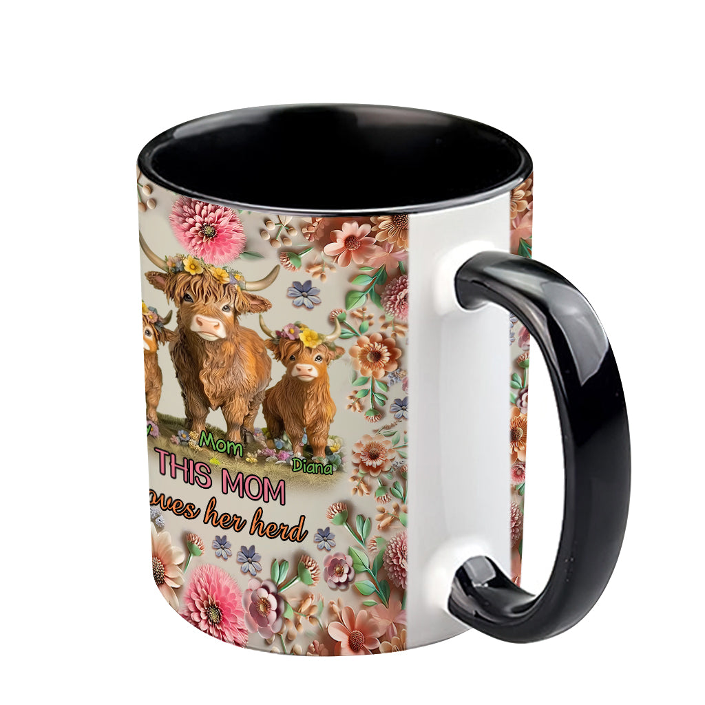 This Mom Loves Her Herd Highland Cow Mother Grandma - Personalized Mother Accent Mug
