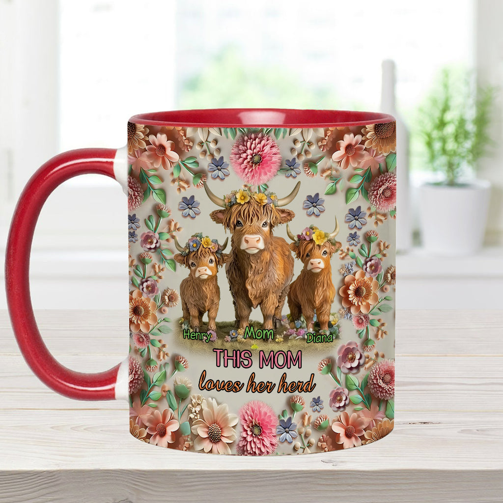 This Mom Loves Her Herd Highland Cow Mother Grandma - Personalized Mother Accent Mug
