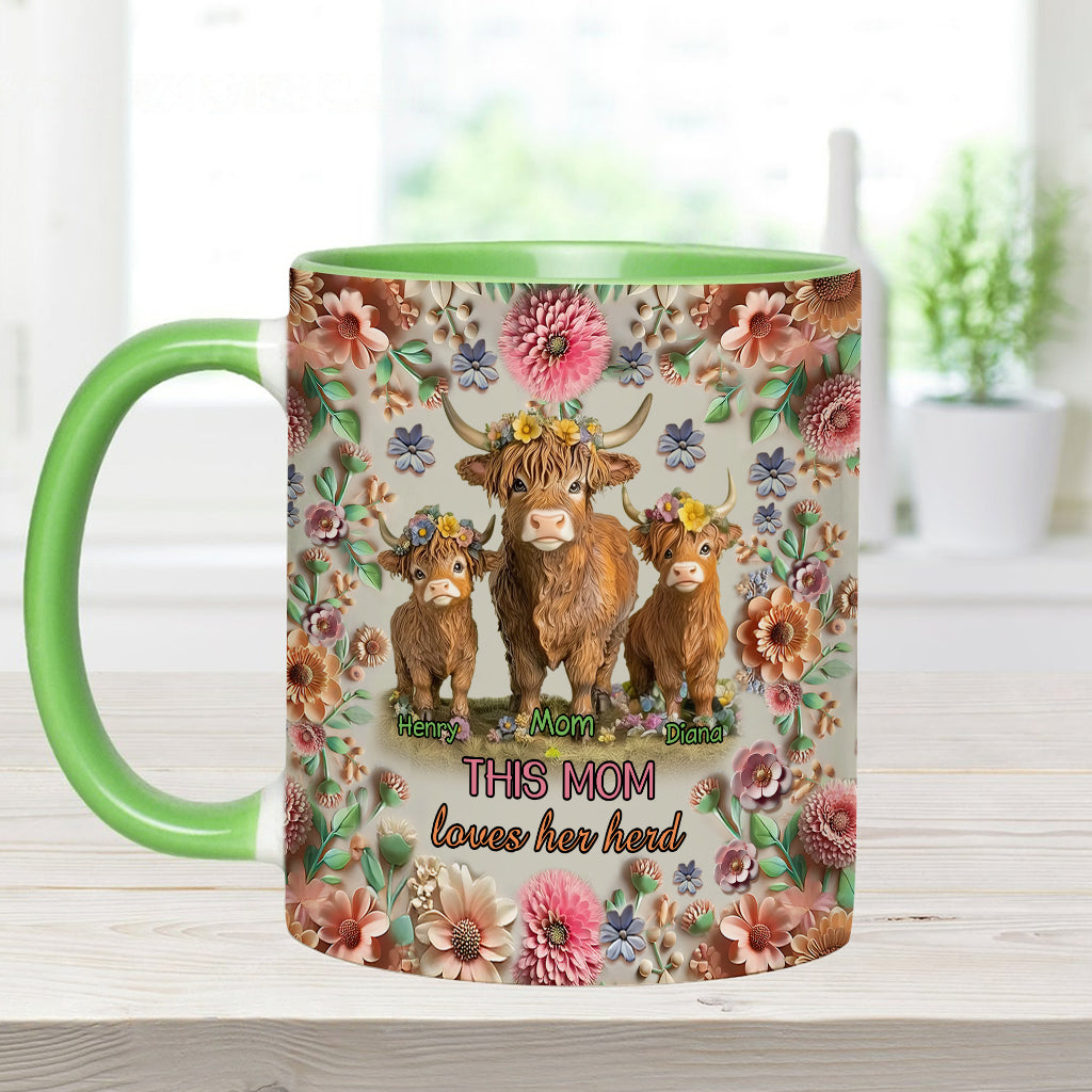 This Mom Loves Her Herd Highland Cow Mother Grandma - Personalized Mother Accent Mug