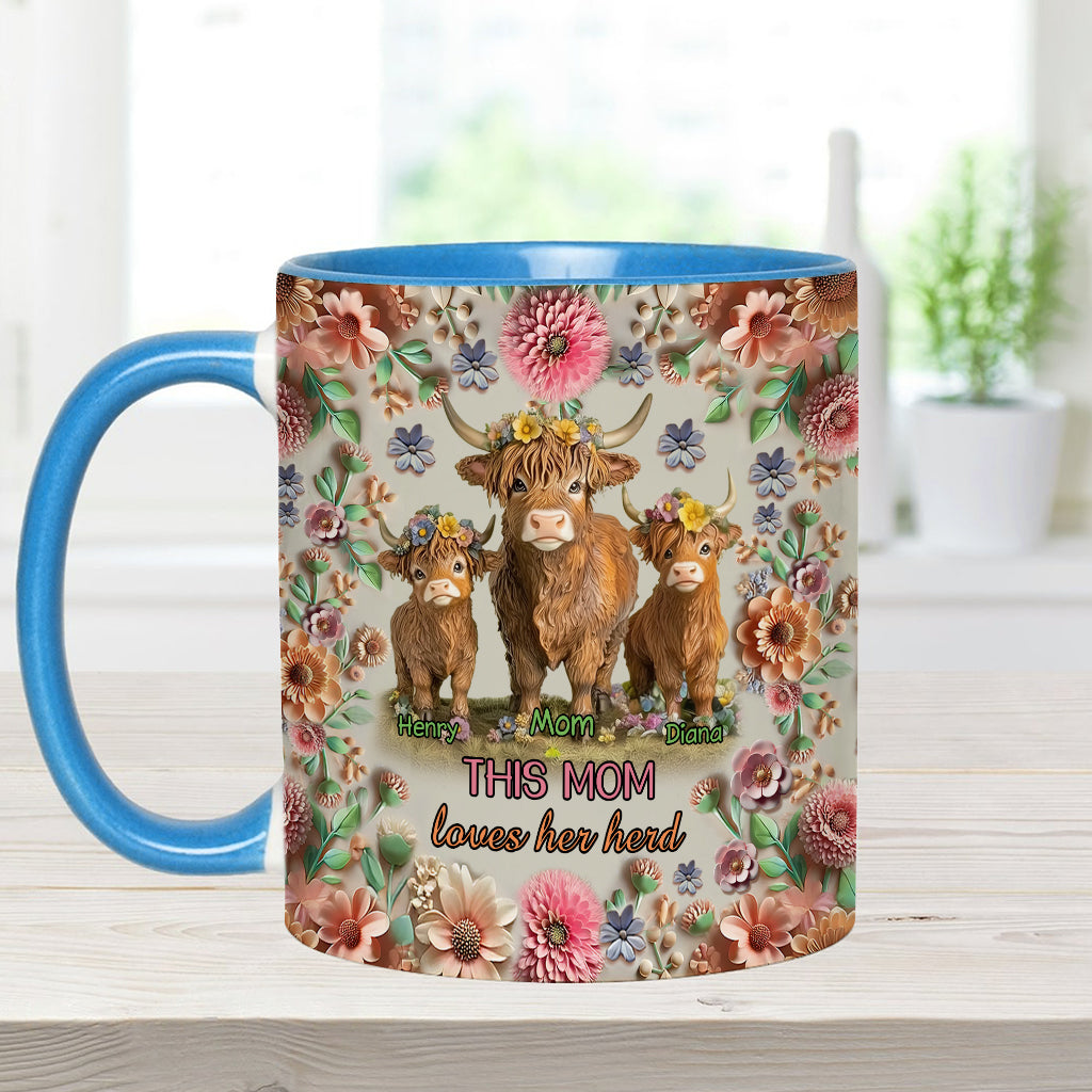 This Mom Loves Her Herd Highland Cow Mother Grandma - Personalized Mother Accent Mug