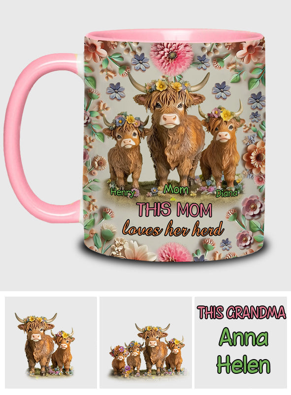 This Mom Loves Her Herd Highland Cow Mother Grandma - Personalized Mother Accent Mug