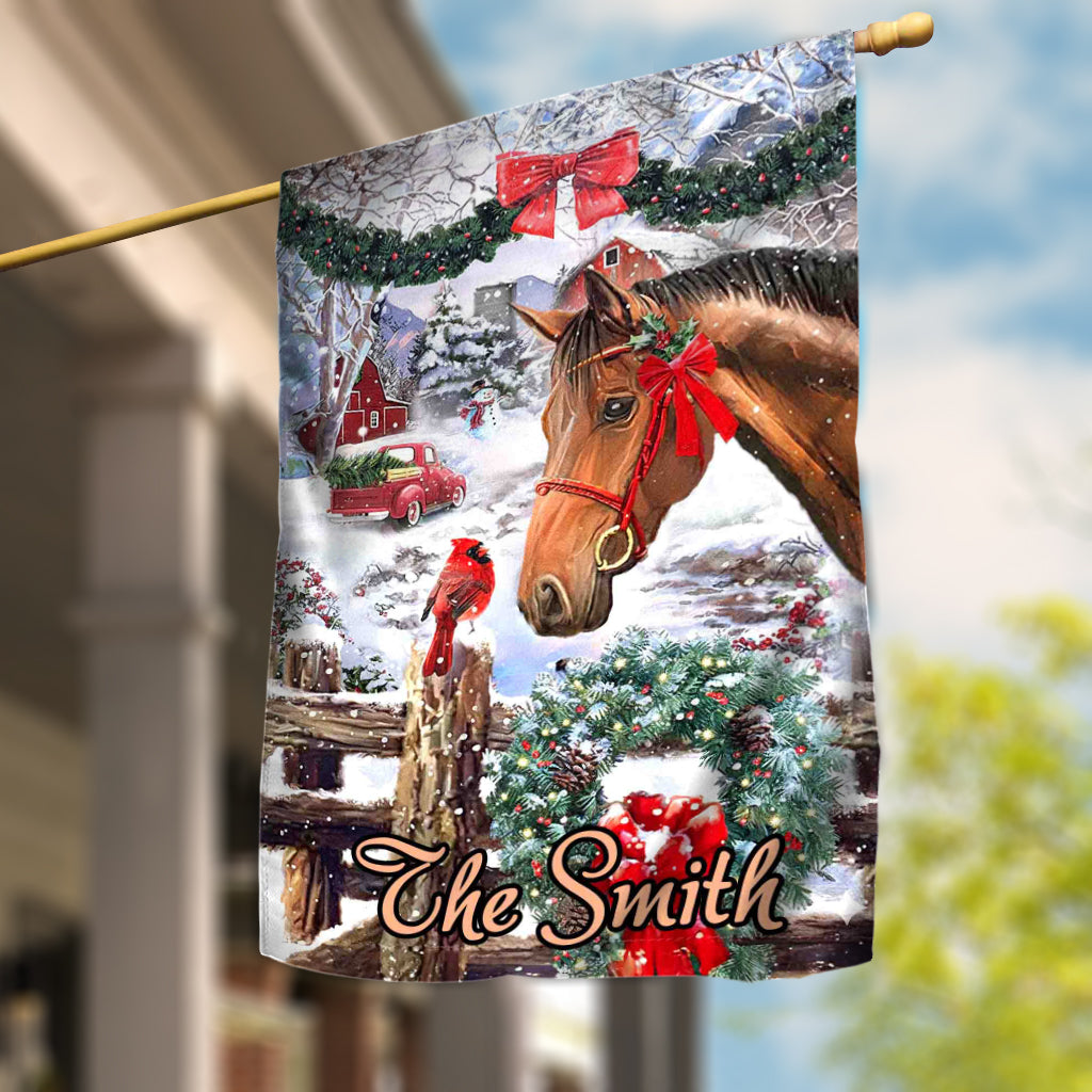 Joyeux Noël - Drapeau personnalisé pour maison de chevaux